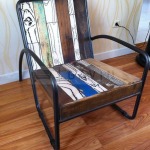 vintage rustic wood chair with resin