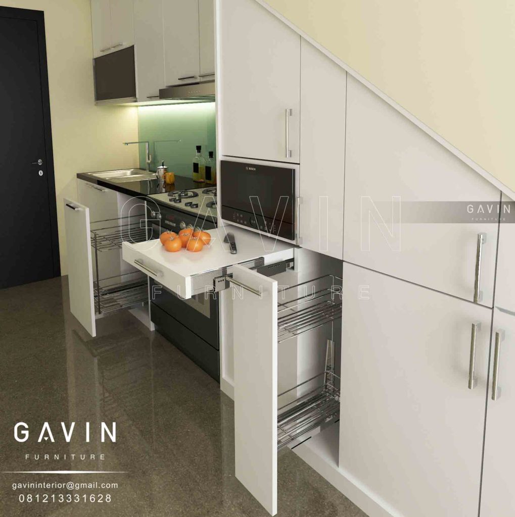Q2472 desain lemari dapur minimalis modern finishing duco