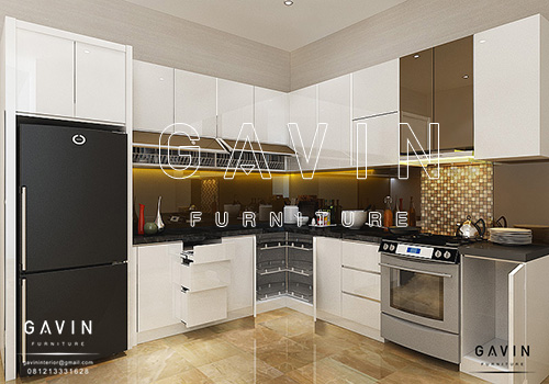 harga kitchen set minimalis modern design 3D Q2585