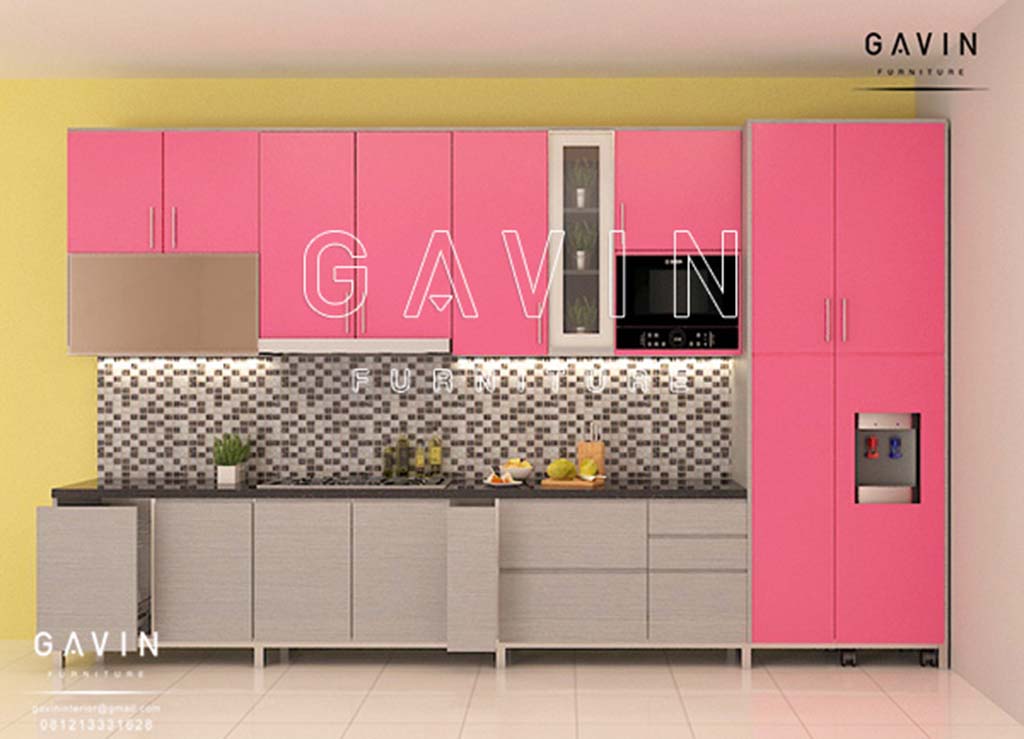 Model Dan Contoh Kitchen  Set  Minimalis Warna Pink Di Depok 