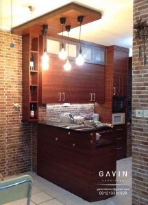 buat lemari dapur dan meja bar minimalis warna coklat project di tanah sereal by gavin Q2945