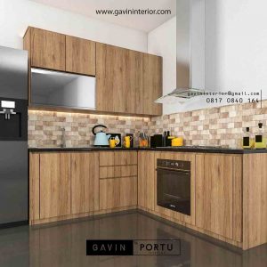 model kitchen set nuansa coklat minimalis di cibubur id3406
