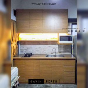 design kitchen set minimalis untuk dapur kecil warna coklat id3498
