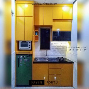 contoh kitchen set mungil dan minimalis warna kuning id3728