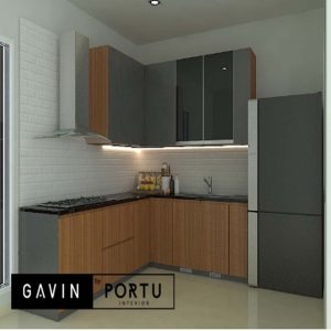 Gavin by Portu Buat Kitchen Set HPL Kombinasi Two Tone Di Serenade Lake Gading Serpong Tangerang