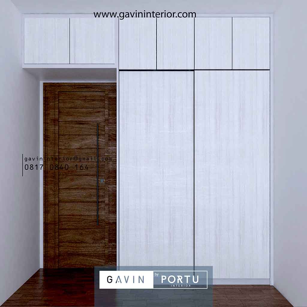 Buat Lemari  Pakaian Sliding 2  Pintu  HPL  Motif Kayu Rusun 