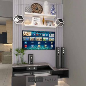 Harga Backdrop TV Putih & Grey Perumahan Samudera Residence Sukmajaya Depok ID5115P